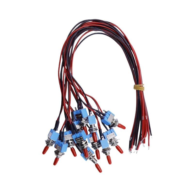 EGSCST 12PCS Mini Toggle Switch SPST with Pre-soldered Wires 6A 3V/5V/12V/24V/72V/110V/220V/240V Miniature ON/Off 3 Pin 2 Position Micro Rocker Switches - Image 4